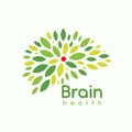 Green leaves brain, logo concept. Psychotherapist logotype. Creative head, genius brain with fresh, smart thoughts and