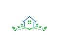Green Leaves Eco Home Concept Vector Logo Royalty Free Stock Photo