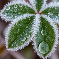 Droplets of varying sizes rest on the leaf surfaces enhancing Royalty Free Stock Photo