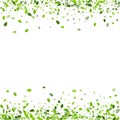 Green Leaves Flying Vector Wallpaper. Falling Royalty Free Stock Photo