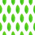 Green leaves, hand painted watercolor illustration, seamless pattern design on white