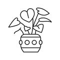 green leaves house plant line icon vector illustration Royalty Free Stock Photo