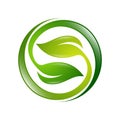 Green leaves icon. illustration ecology sphere logo Vector Royalty Free Stock Photo