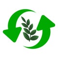 Green leaves icon. Vector ecology sphere logo Royalty Free Stock Photo