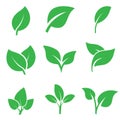 Green leaves icon vector set. botany illustration sign collection. ecology symbol. eco sign.