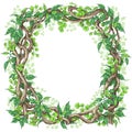 Green Leaves and Liana Branches Frame