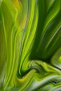 Green leaves liquid rippled oil paint wave form, brightness ranged from lightness to darkness tones with reflection. Royalty Free Stock Photo