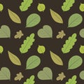 Green leaves pattern, seamless paper, dark background, botanical ornament, scrapbooking, wall paper