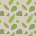 Green leaves pattern, seamless paper, light background, botanical ornament, scrapbooking, wall paper