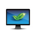 Green leaves on pc screen Royalty Free Stock Photo