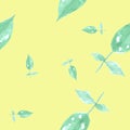 Green leaves, plant elements. Pattern watercolor seamless, art decoration, sketch. Illustration hand drawn modern Royalty Free Stock Photo