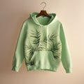 Green Leaf Print Hoodie - Photorealistic Tropical Baroque Design