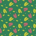 Green leaves repeating pattern vector illustrated - autumn textile print