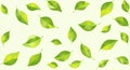 Green leaves scattered across a light green background, creating a seamless