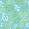 Green leaves seamless pattern. Springtime