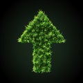 Green Leaves Shaped Into an Upward Arrow Against a Dark Background.