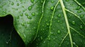 Green Leaves texture with water drops background. Beautiful bright fresh natural close-up of greens Royalty Free Stock Photo