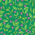 Green leaves watercolor seamless pattern Royalty Free Stock Photo