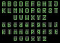 Green LED digital english uppercase, lowercase font display. LED