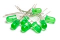 Green LED diodes on a white background