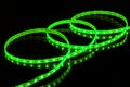 Green LED strip tape on black background Royalty Free Stock Photo