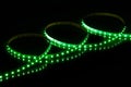 Green LED strip tape on black background Royalty Free Stock Photo