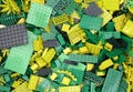 Green Lego blocks, bricks and pieces