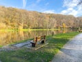 Green leisure park Bois des Reves with lake in Belgium