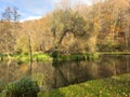 Green leisure park Bois des Reves with lake in Belgium