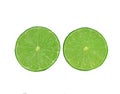 Green lemon slice of fresh  on white background Royalty Free Stock Photo