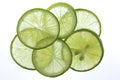 Green lemon slices thin pattern circle lighting. Royalty Free Stock Photo