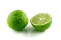 Green lemon with water droplets