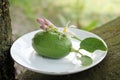 Green lemon on white plate hd quality image download