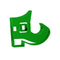 Green Leprechaun boot icon isolated on transparent background. Happy Saint Patricks day. National Irish holiday.