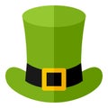 Green Leprechaun Hat Flat Icon on White