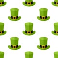 Green Leprechaun Hat Seamless Pattern