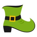 Green Leprechaun Shoe Flat Icon on White