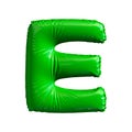 Green letter E made of inflatable balloon isolated on white background Royalty Free Stock Photo