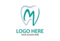 Green Letter M Abstract Tooth Dental Clinic Logo Design