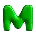 Green letter M made of inflatable balloon isolated on white background Royalty Free Stock Photo