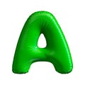 Green letter A made of inflatable balloon isolated on white background Royalty Free Stock Photo