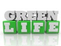 Green life concept on cubes in green color Royalty Free Stock Photo