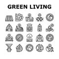 green life nature eco icons set vector Royalty Free Stock Photo