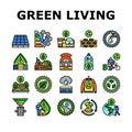 green life nature eco icons set vector Royalty Free Stock Photo