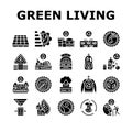 green life nature eco icons set vector Royalty Free Stock Photo