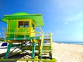 Green lifeguard station in Miami Beach