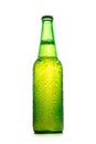 Green light beer bottle with water drops Royalty Free Stock Photo