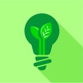 Green light bulb with leaf inside icon Royalty Free Stock Photo