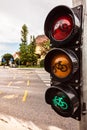 Green light for cyclists at traffic lights Royalty Free Stock Photo