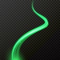 Green light glow comet vector wave trail Royalty Free Stock Photo